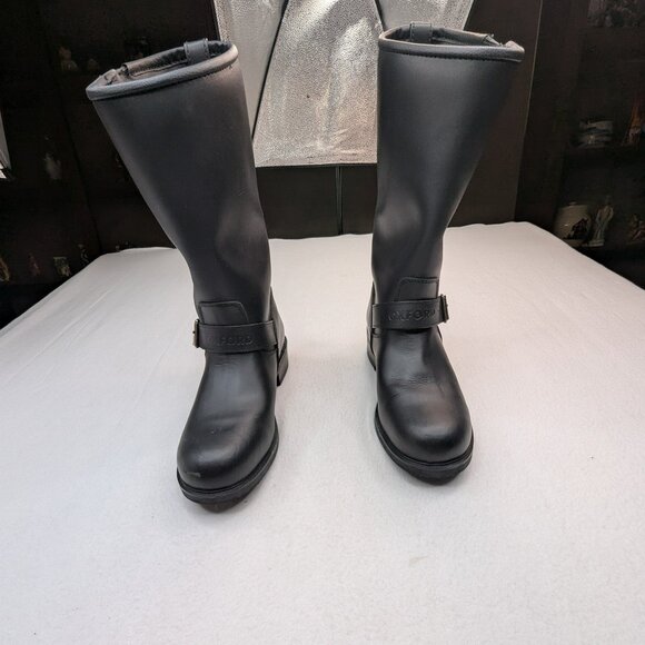 Men’s Oxford Cruiser Black Leather Motorcycle Boots Sz 43 US 9